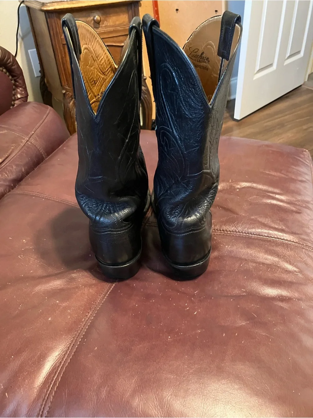 Lucchese Classic Men’s 9.5 D Black Leather Cowboy Boots Western Style